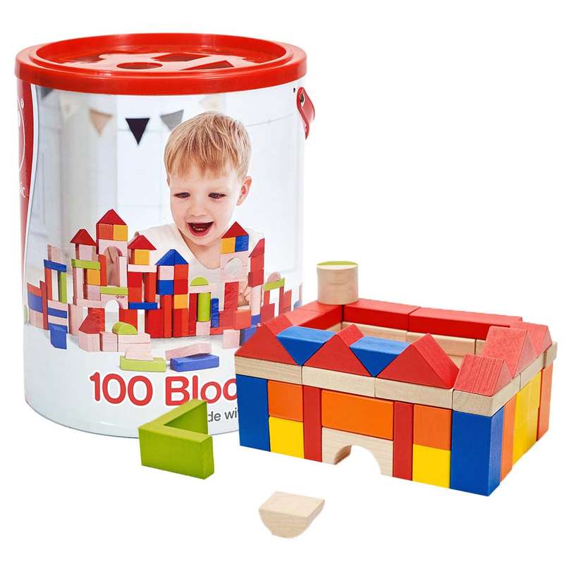 Classic World - Wooden Building Blocks with Sorting Lid - 100pcs
