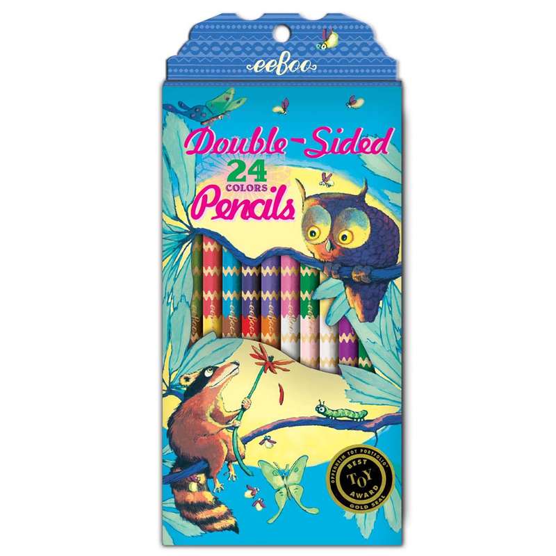 eeBoo - Raccoon and Owl 12 Double Sided Pencils
