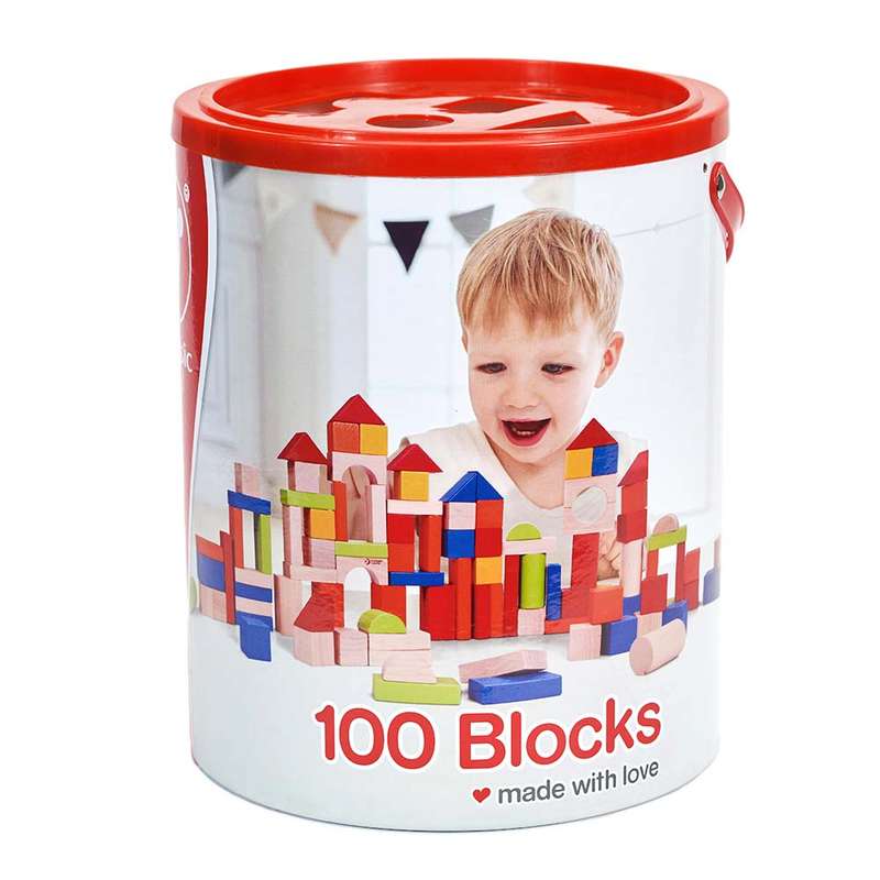 Classic World - Wooden Building Blocks with Sorting Lid - 100pcs