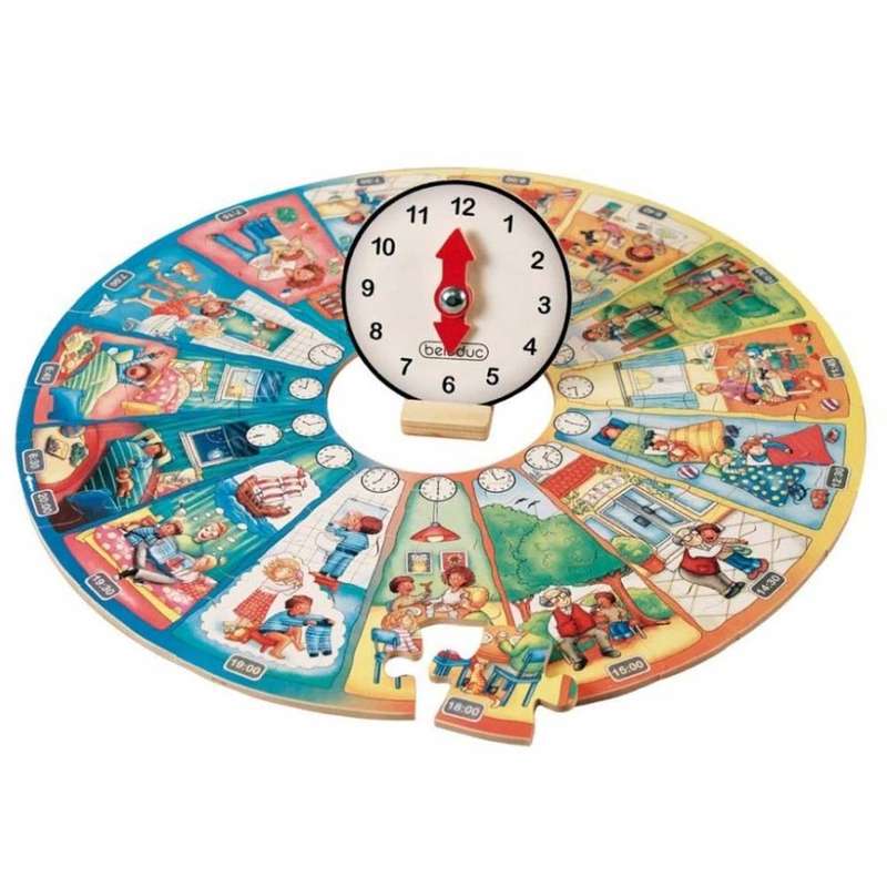 Beleduc - Learning Puzzle - My Day Routine with Clock - 48pcs