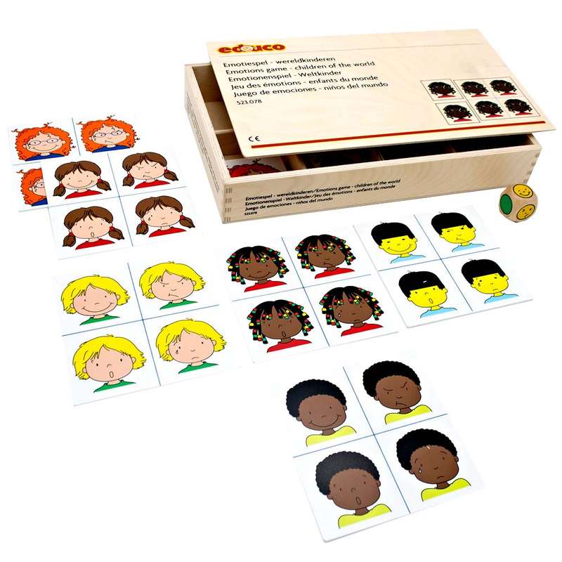 Educo - Game - Children of the World - Emotion Game - 55pcs Wooden Box