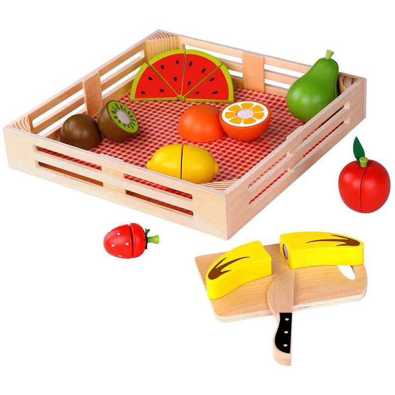 Tookytoy - Pretend Play Wooden Cutting Fruit Toy Set