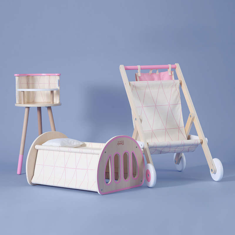 Classic World - Pretend & Play - 2-in-1 Modern Doll Cradle & Bed