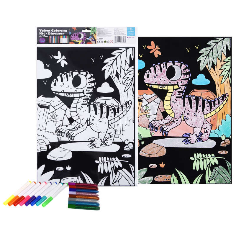 TookyToy - Velvet Colouring Kit - Dinosaur
