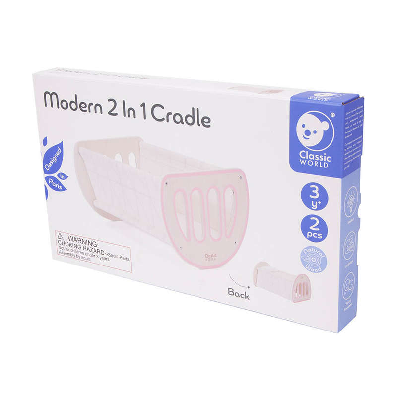 Classic World - Pretend & Play - 2-in-1 Modern Doll Cradle & Bed