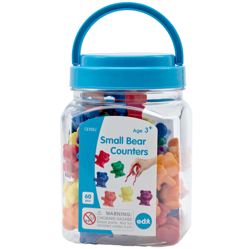EDX Education - Counters - Bears - Small - 6 Colours with Tweezer - 60pcs - Jar