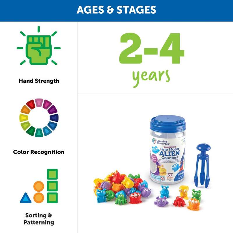 Learning Resources - Grab & Sort Fine Motor Alien Count
