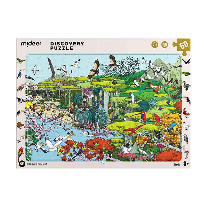 Mideer - Big Jungle Animal Small Jungle Animal Discovery Puzzle: 60 Pieces