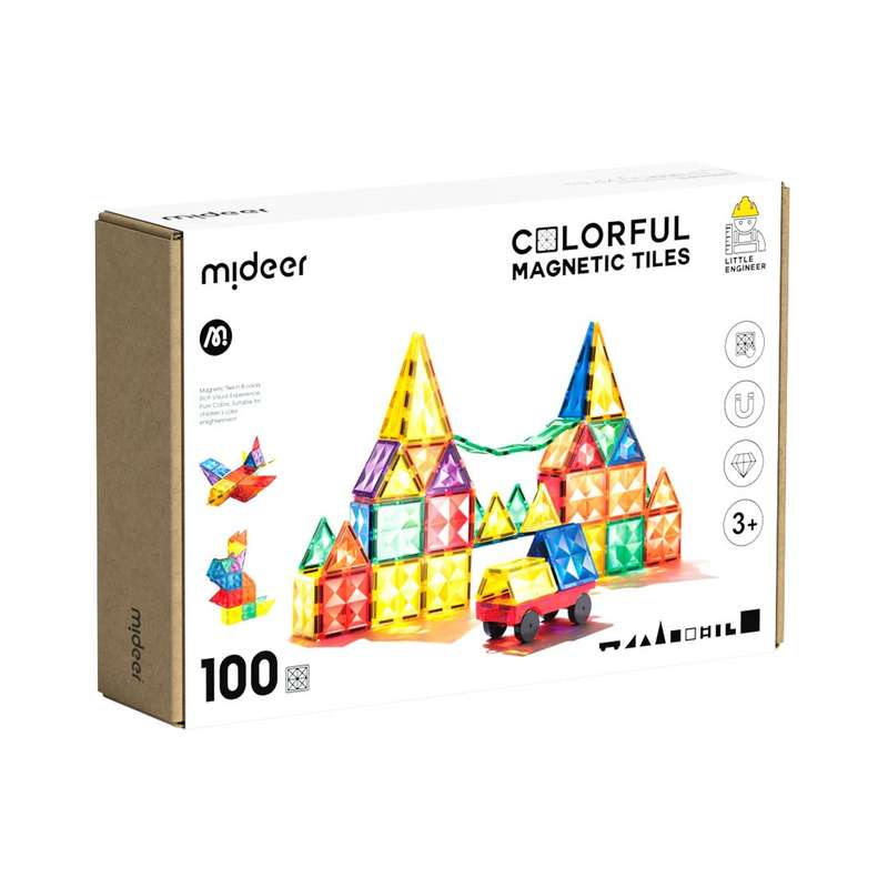 Mideer - Colourful Magnetic Tiles - 100pcs