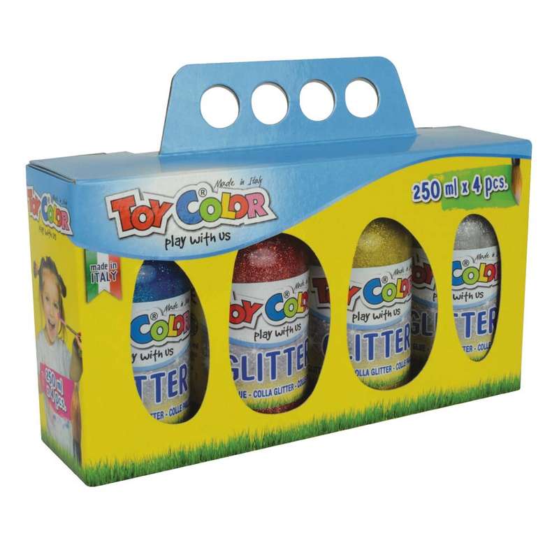 Toy Color - Magic Glitter Glue Pack - 4 Colours - 250ml Retail Pack
