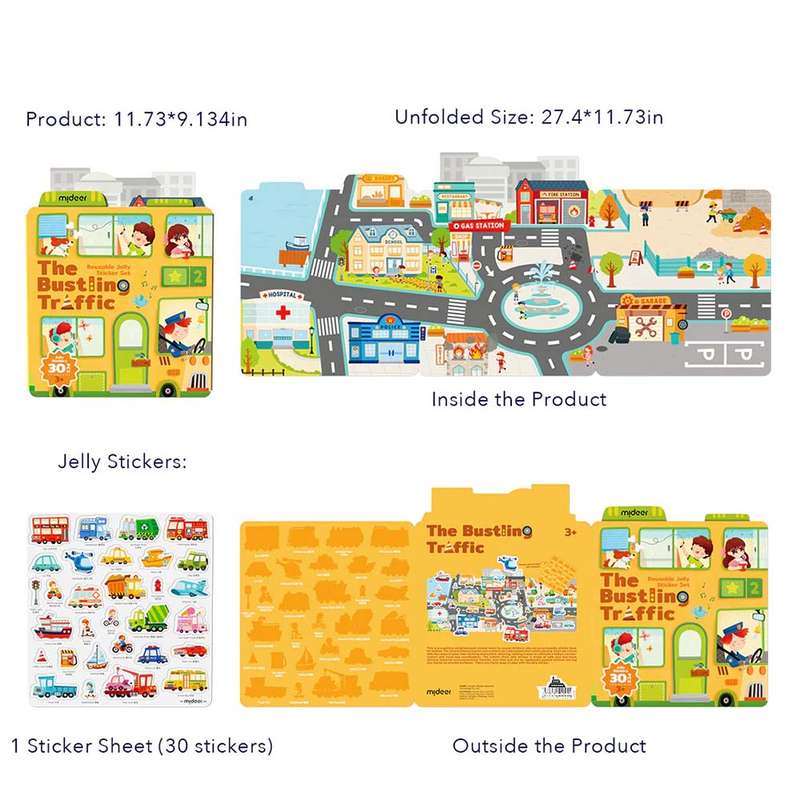 Mideer - Reusable Jelly Sticker Set The Bustling Traffic