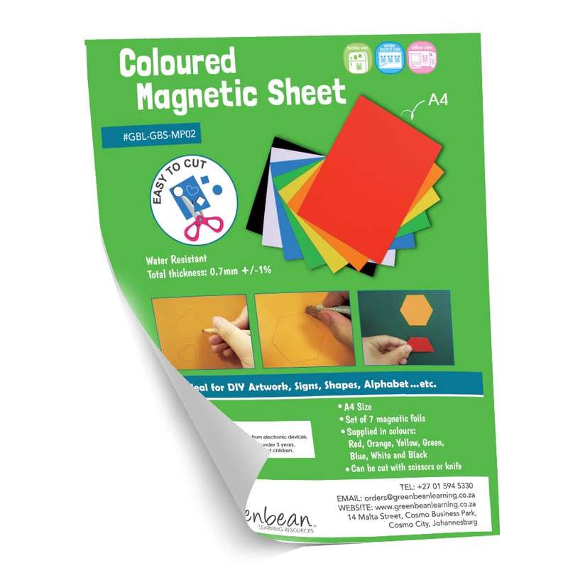 Greenbean Stationery - Magnetic Sheet A4 - 7 Colours Glossy