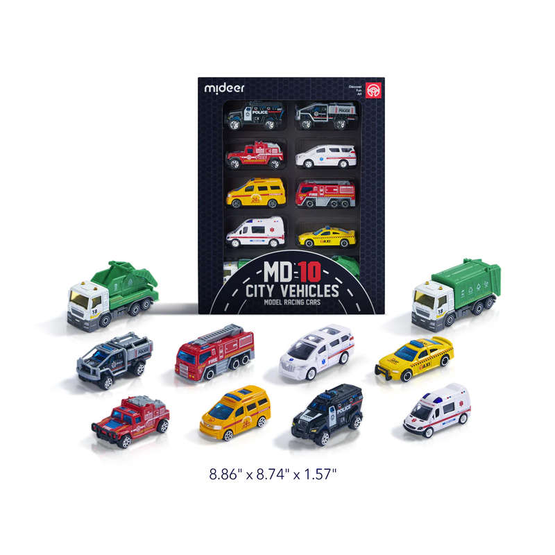 Mideer - Alloy Racing Cars - Set of 10 City Vehicles