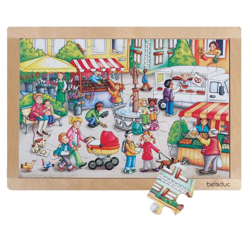 Beleduc - Frame Puzzle - Market - 24pcs