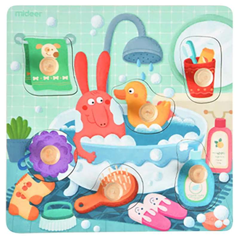 Mideer - Wooden Peg Puzzle-Bath Time