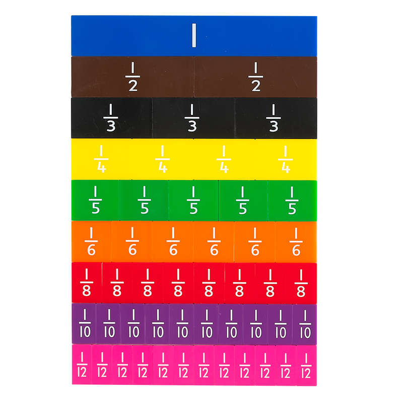 EDX Education - Fraction Tiles - 1 to 12th - Mini Printed - 51pcs