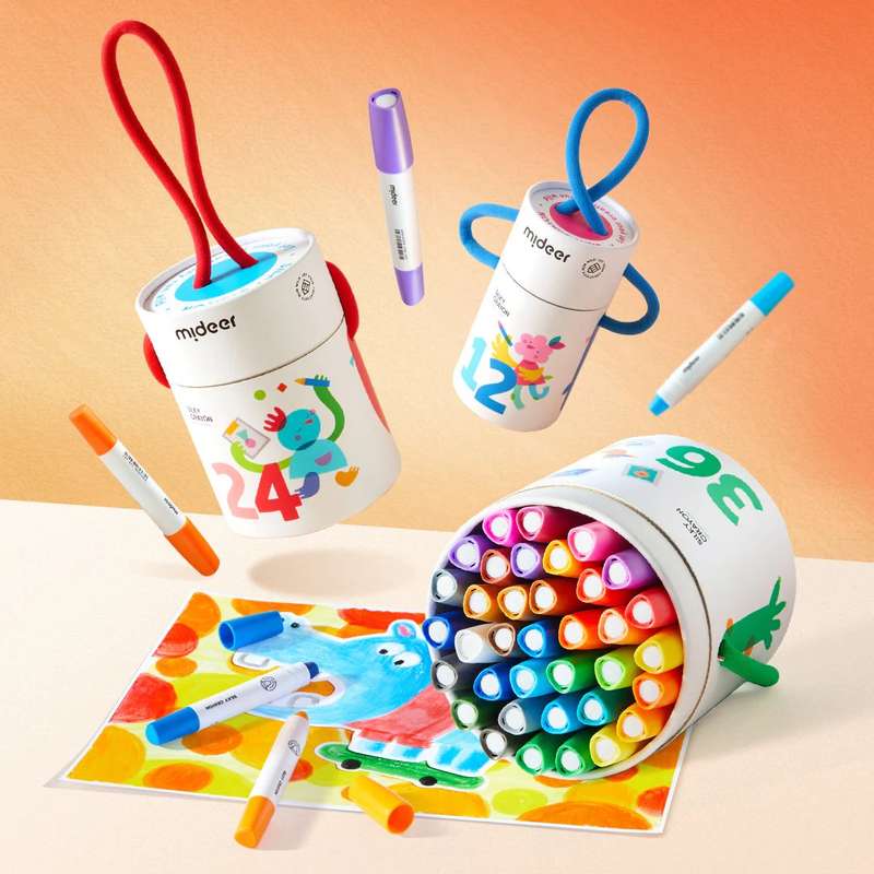 Mideer - Silky Crayons Colourful Bucket - 36 Colours