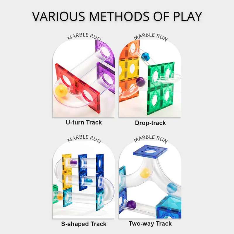 Mideer - Colourful Magnetic Tiles Marble Run - 100pcs
