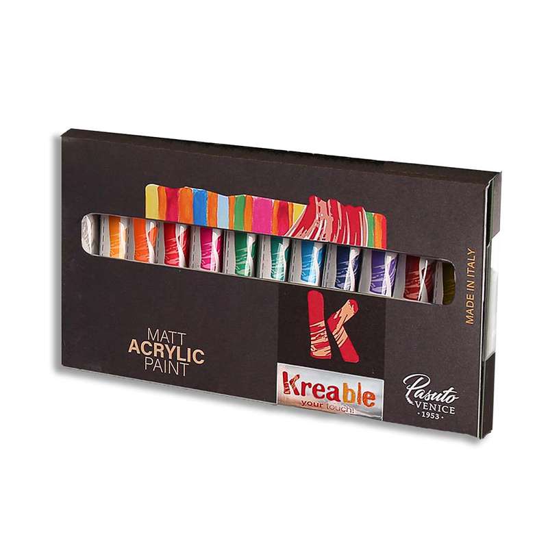 Toy Color - Cardboard Box Of 12 Matt Acrylic Tubes - 12 ml
