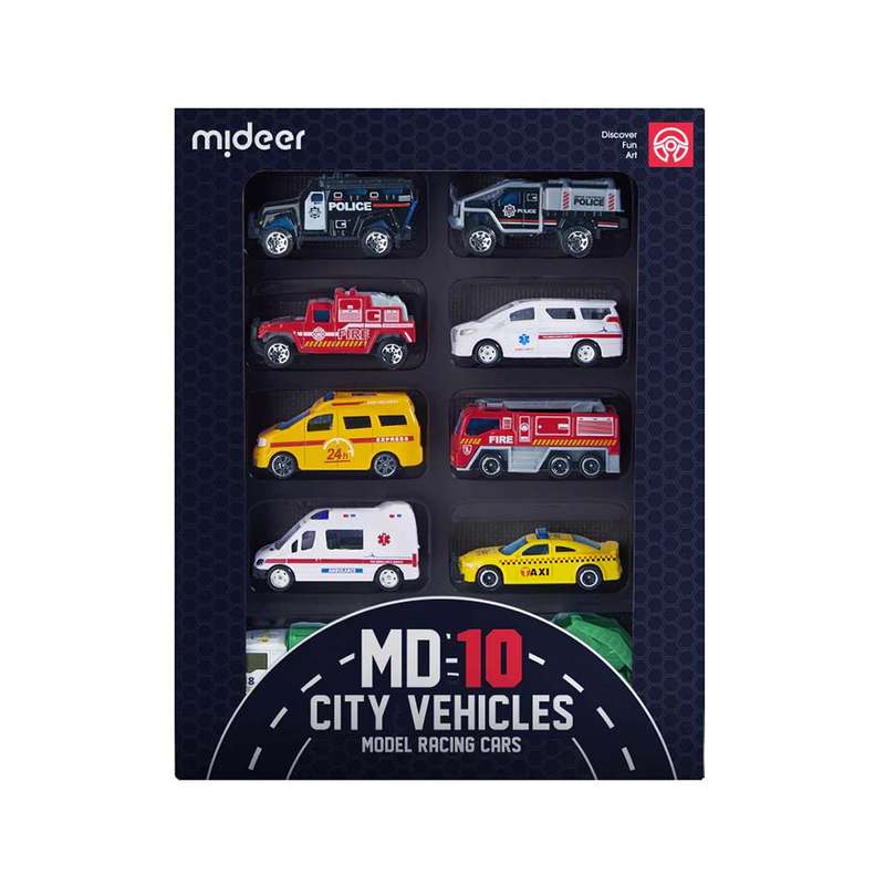 Mideer - Alloy Racing Cars - Set of 10 City Vehicles