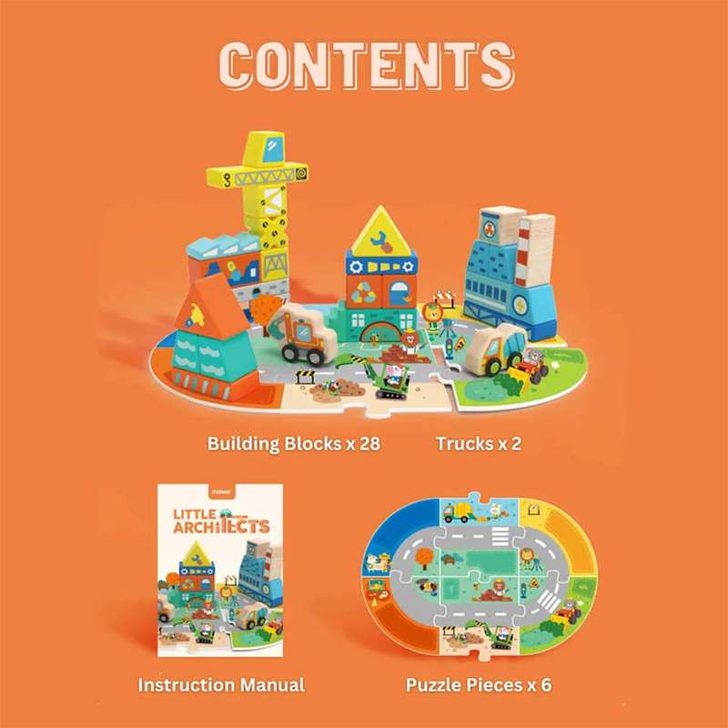 Mideer - Little Architect Wooden Blocks -37pcs