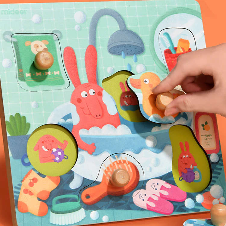 Mideer - Wooden Peg Puzzle-Bath Time