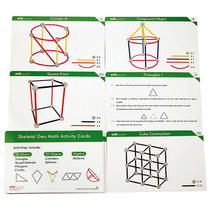 EDX Education - Activity Cards - Skeletal Geo -20pcs