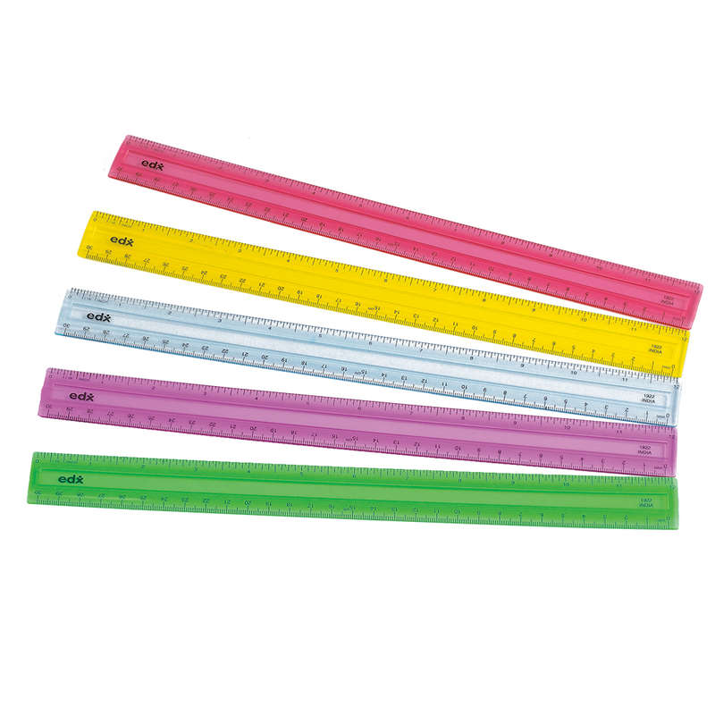 EDX Education - Ruler 30cm 5 Colours Set Of 10