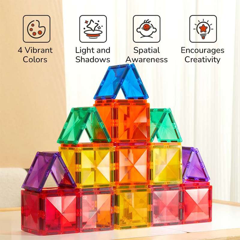 Mideer - Colourful Magnetic Tiles Warm Colour - 20pcs