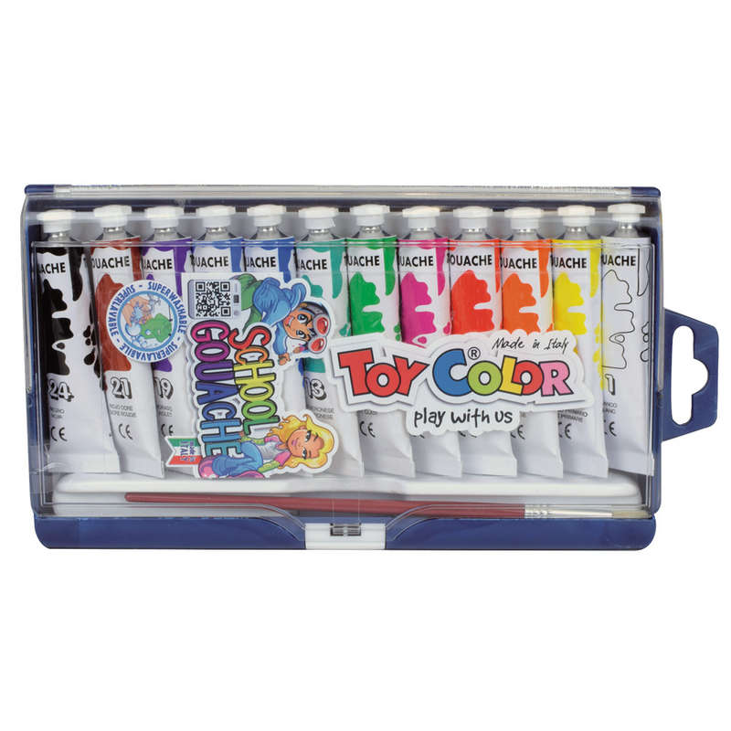 Toy Color - Paint Tubes - 12 Colours - Tempera Gouache - 12ml Container