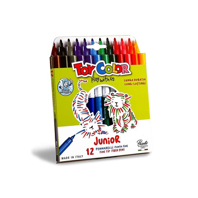 Toy Color - Superwashable - Titanium & Gluten-Free Junior Fibre Pens - 12 Colours