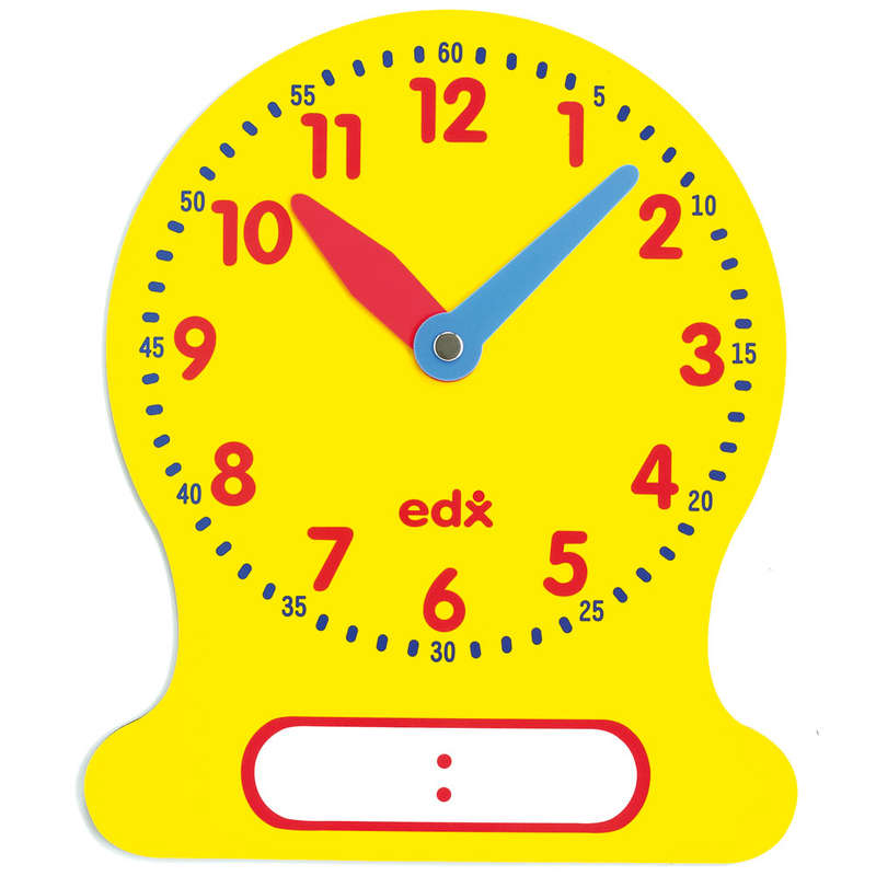 EDX Education - Clock Write & Wipe - Demo - 12Hr Magnetic - 1pcs