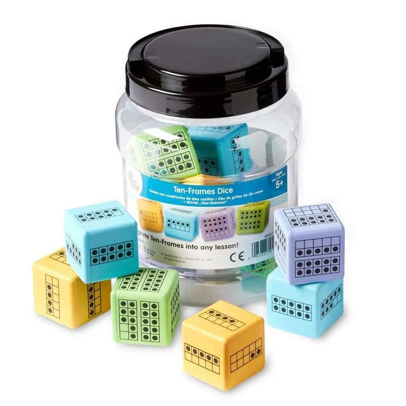 Greenbean Mathematics - Ten Frames Dice (Set of 12)