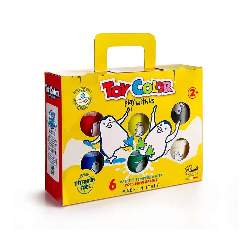 Toy Color - Superwashable - Titanium-Free Finger Paint Case - 6 x 50ml Pots