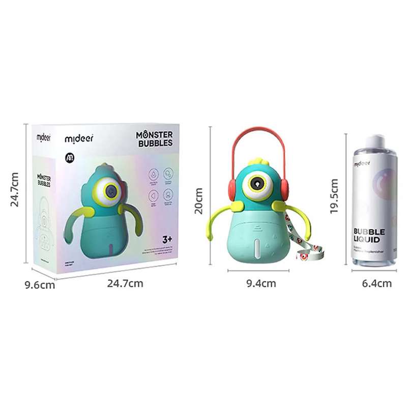 Mideer - Monster Bubbles: Interactive Bubble Machine with Lights and Music - Blue