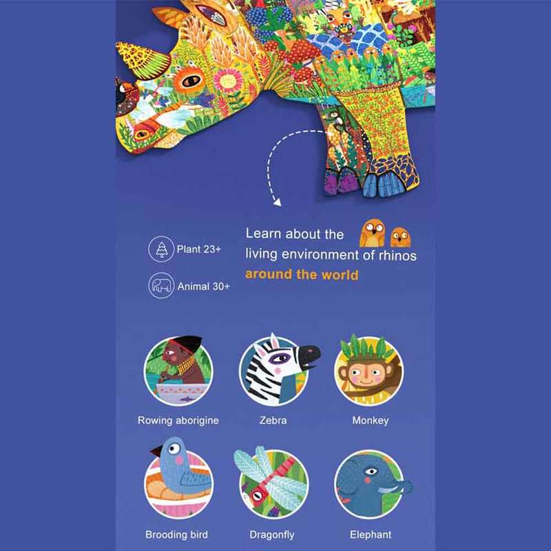 Mideer - Large Animal Shaped Puzzle Dream Rhinoceros