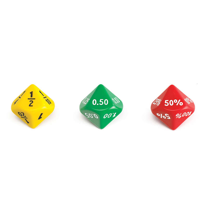 EDX Education - Dice - Soft Plastic Equivalence 10-Sided - 34mm - 3 Designs - 6pcs - Polybag