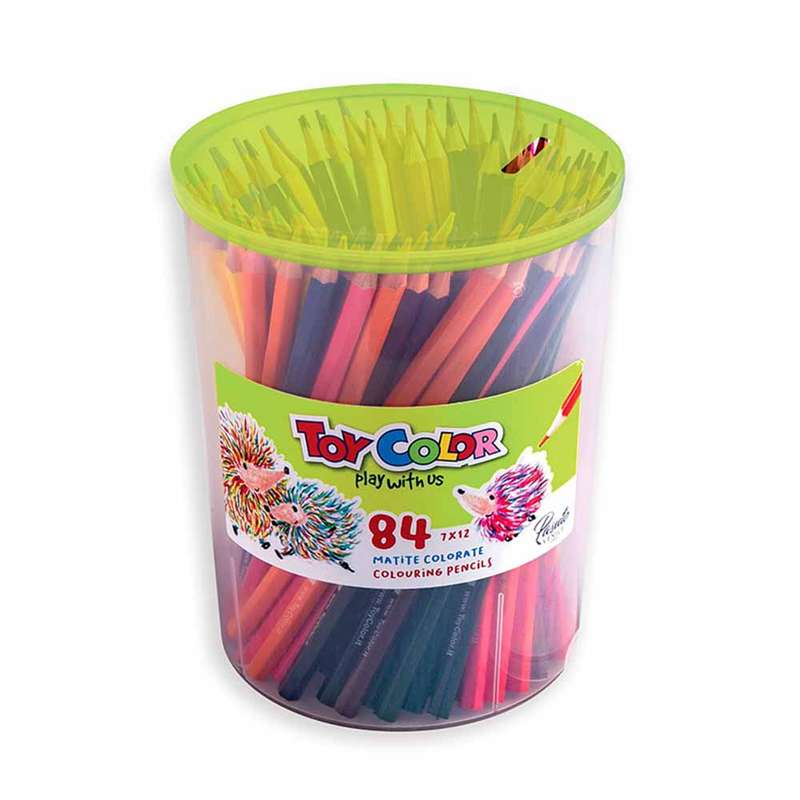 Toy Color - Wooden Pencil - 12 Colours - 84Pieces Jar