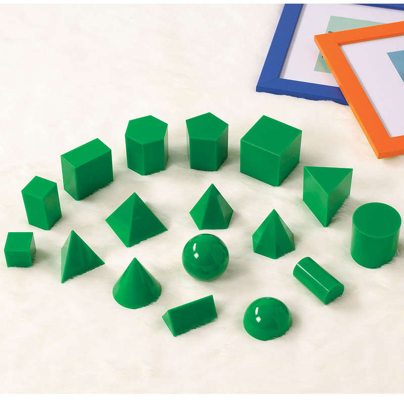 EDX Education - Geometric Solids - 5cm Green Plastic - 17pcs