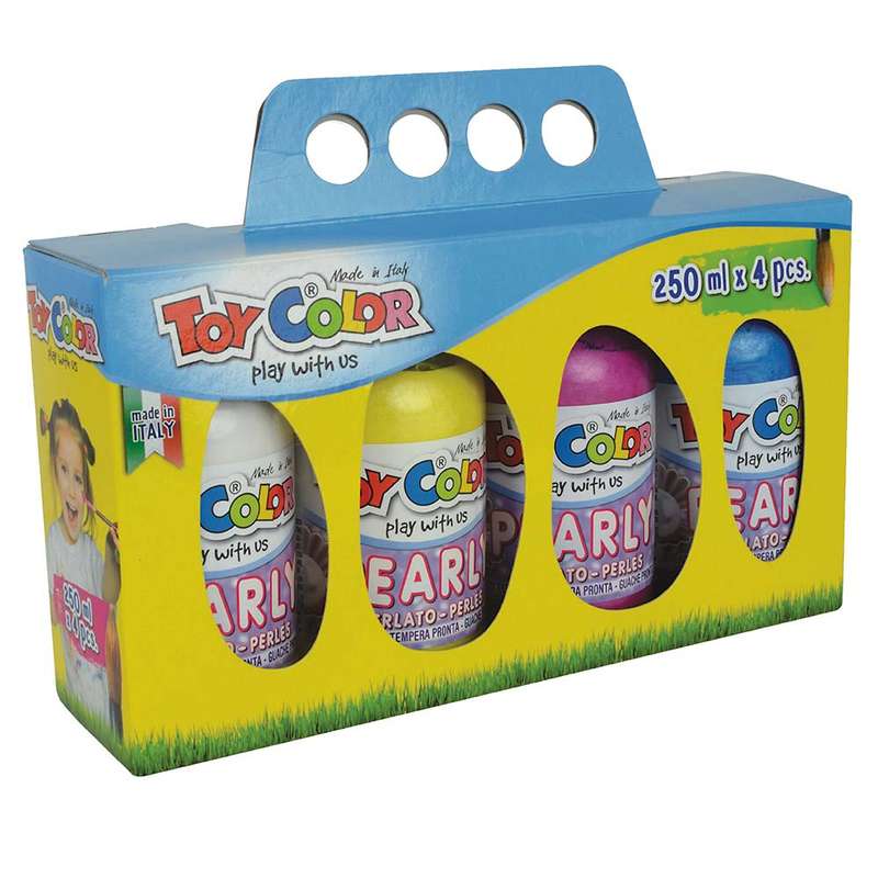 Toy Color - Ready Mix Paint - Pearly - Superwashable Tempera - 4 Colours - 250ml Retail Pack