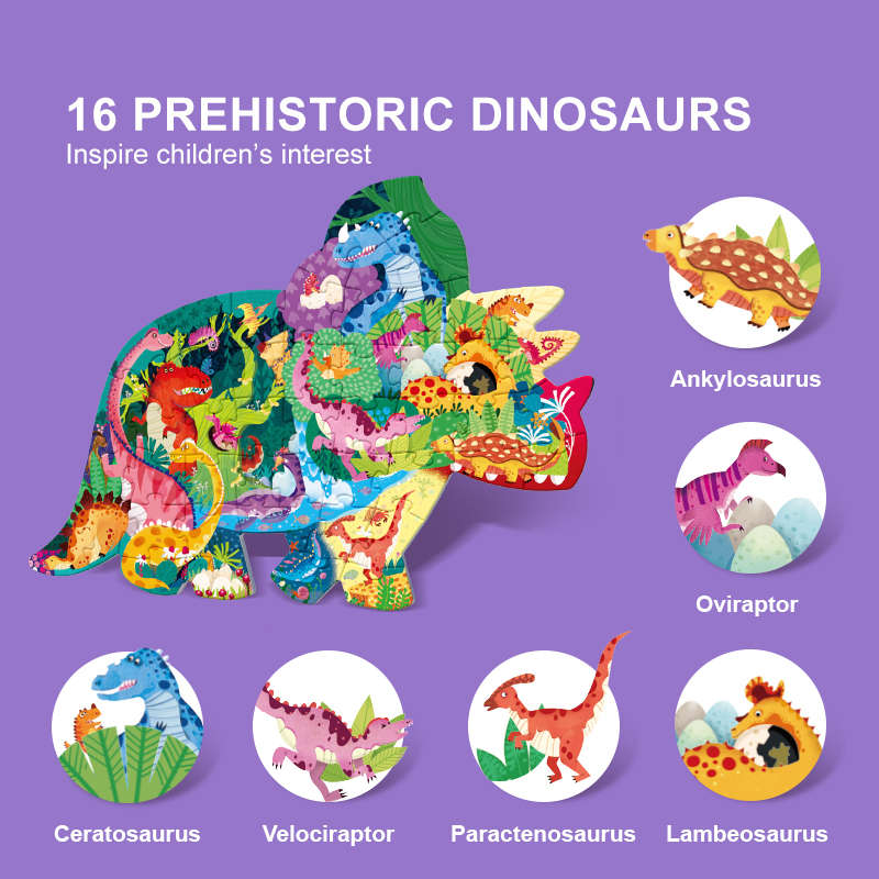 Mideer - Shaped Puzzle Happy Dinosaur Valley 48 Piece
