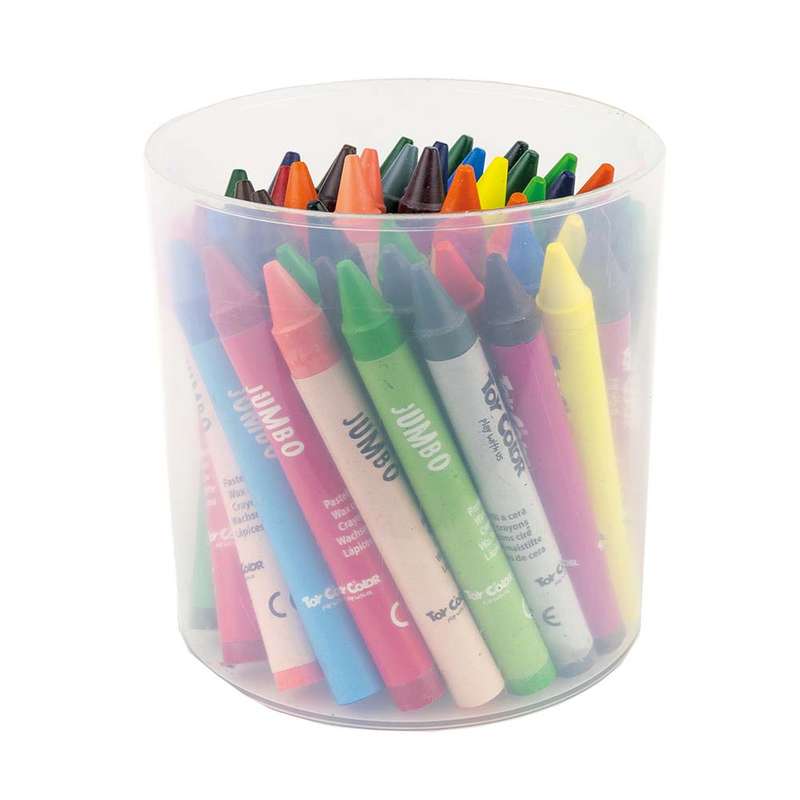 Toy Color - Wax Crayons - Jumbo (ø - 11mm) - 12 Colours - 50pcs Jar