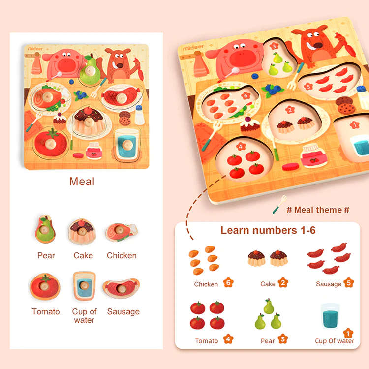 Mideer - Wooden Peg Puzzle - Dinner Time