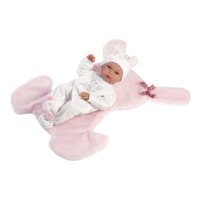 Llorens - Baby Girl Doll with Clothing, Bunny Shaped Changing Cushion & Accessories: Bimba - 35cm