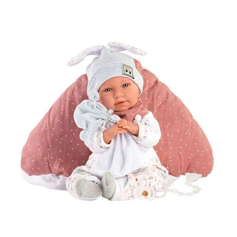 Llorens - Baby Boy Doll With Clothing And Accessories: Mimi Llorona With Mushroom Cushion - 42cm ...
