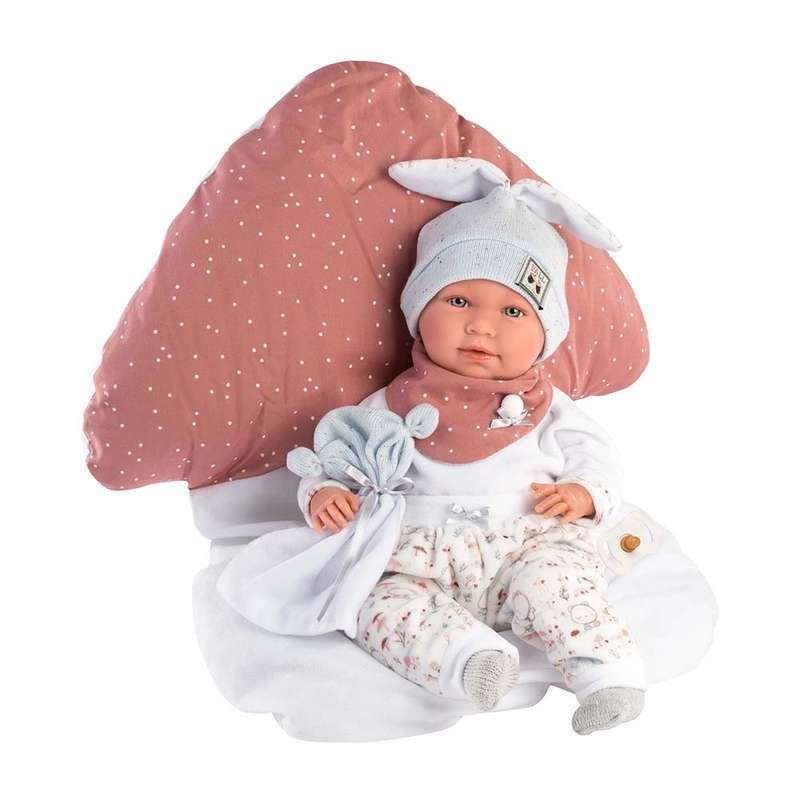 Llorens - Baby Boy Doll With Clothing And Accessories: Mimi Llorona With Mushroom Cushion - 42cm ...