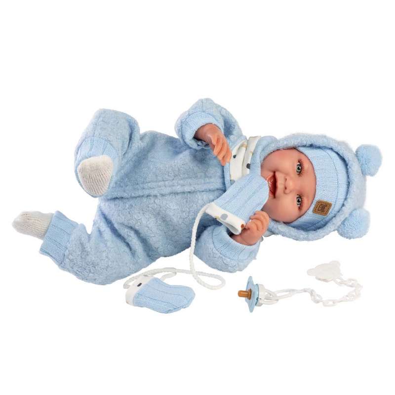 Llorens - Baby Boy Doll with Laughing Mechanism, Clothing & Cushion: Talo - 44cm