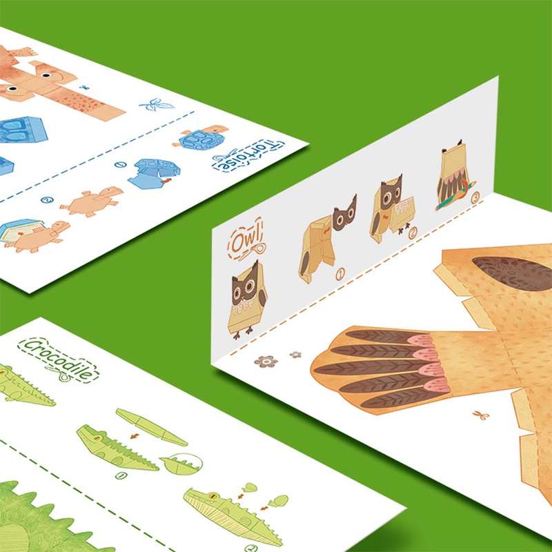 Mideer - 3D Animal Themed Origami Paper Craft Set