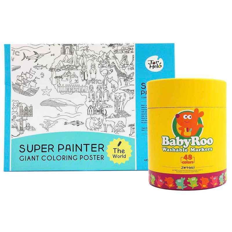 Jar Meló - Colouring Set - 48 Markers & Giant Poster