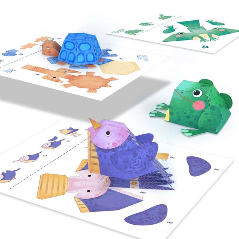 Mideer - 3D Animal Themed Origami Paper Craft Set